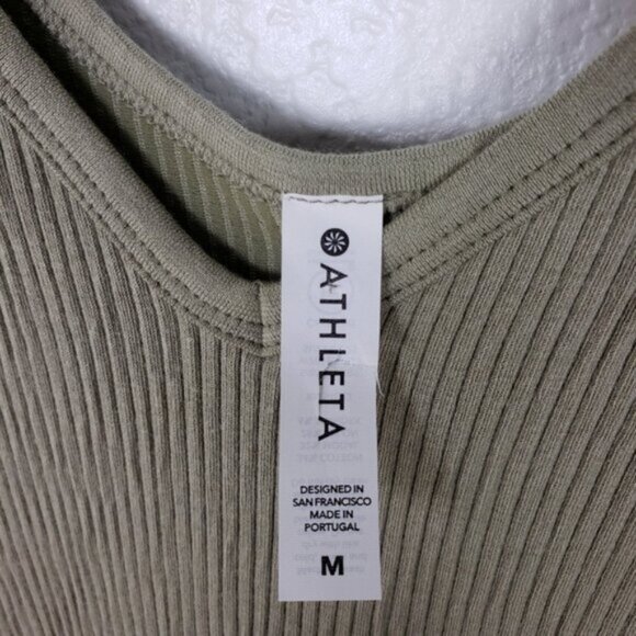 Athleta Recharge Ribbed Tank Top Olive/ Sage Green size M Athleisure Minimalist - Picture 4 of 11